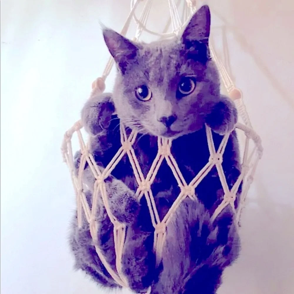 Hp🐾 🐈‍⬛Uniquely Handcrafted Stylish »-»Bohemian«-« Macramé Artistry Pet Beds🆕